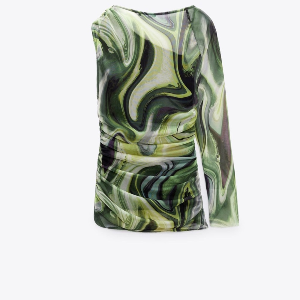 ZARA BLOGGERS FAV PRINTED TULLE TOP - Picture 14 of 16
